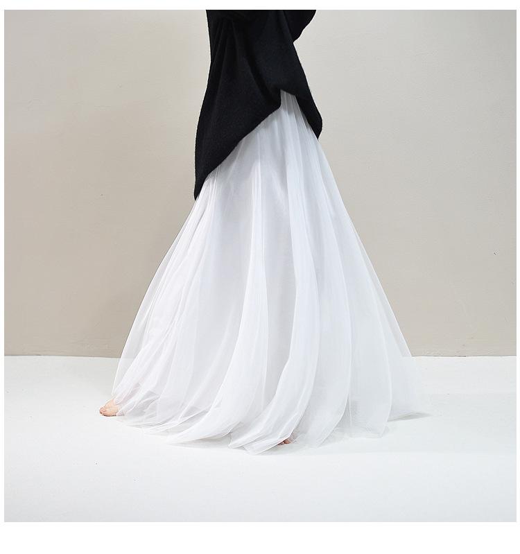 Женская летняя сетчатая марлевая юбка А-силуэта - Сказочный стиль, Широкий подол, Средняя длина, Стройнящая, Подчеркивающая темперамент