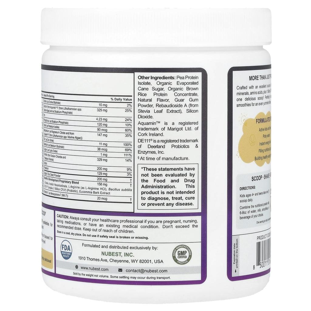 NuBest Tall®, Growth Protein Powder, Kids & Teens 4+, Vanilla, 220G (7.76Oz)