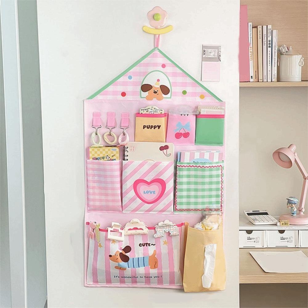 Cute Dormitory Storage Hanging Bag Multi-layer Cartoon Hanging Bag Wall Mounted Storage Bag Closet