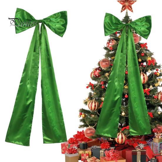 Верхушка для рождественской елки, бант, большой бант из атласной ленты с зажимом, удлиненные банты для вечеринки, свадьбы, выпускного, торжественного платья, аксессуар