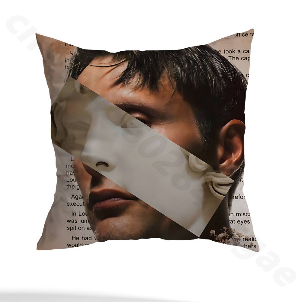 H-Hannibal Mads Mikkelsen pillowcase casual style decoration, suitable for home decoration (excluding pillow core)