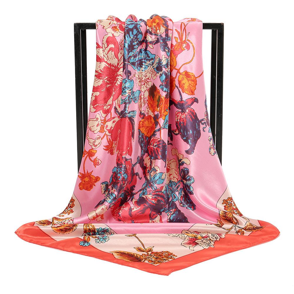 Spring and Autumn Women's Cashew Print Square Scarf Fashion Commuting Versatile Headscarf Stained Rose Square Scarf