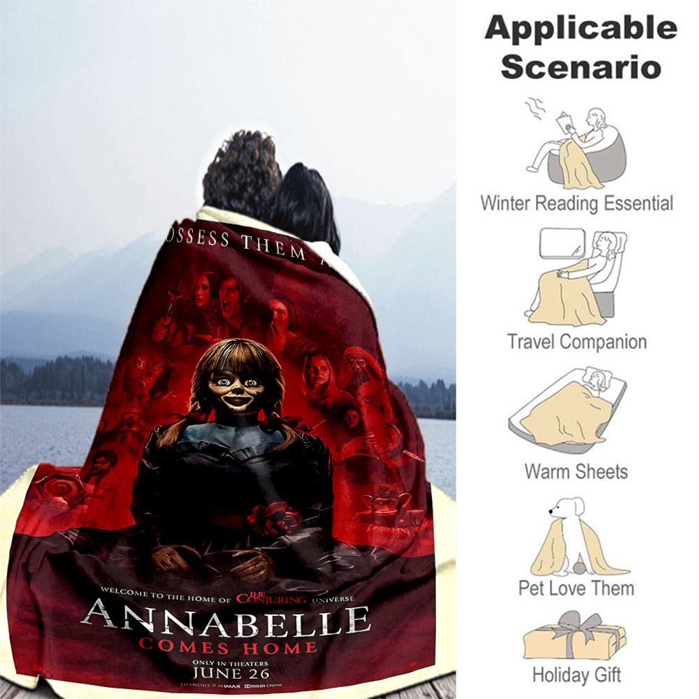 1 шт. ANNABELLE COMES HOME Внешнее фланелевое одеяло Мягкий плюшевый декор для пикников, кемпинга, спальни, игровой комнаты, офиса1223A