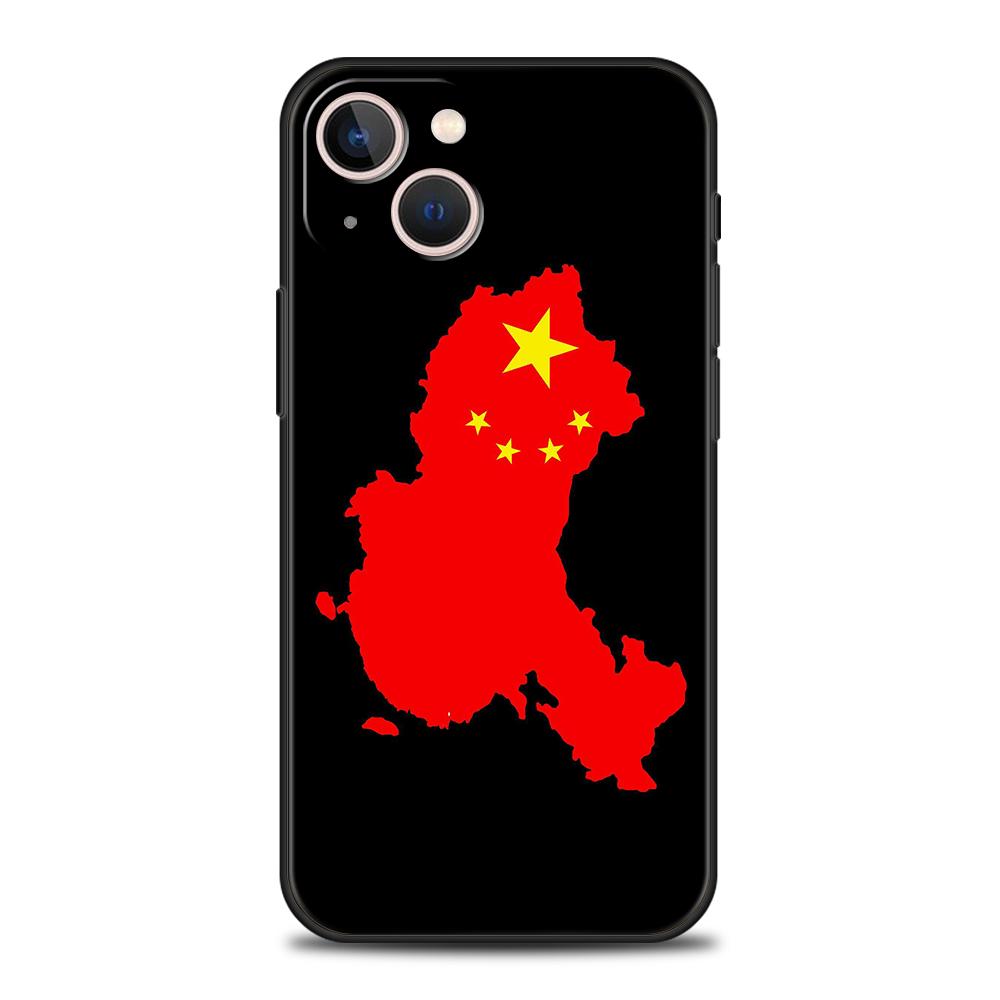 Чехол для телефона с флагом Китая для iPhone 16 15 14 13 12 Pro Max 11 Pro Max 7 8 Plus XS XR Ударопрочный Мягкий чехол Capas