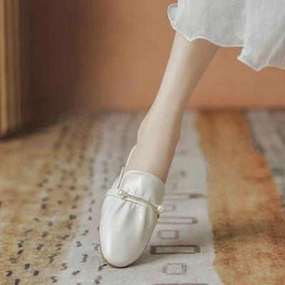 Ленивые туфли сумка голова полуподнос туфли женские носят 2025 лето новые интернет-знаменитость полуподнос одинарные туфли туфли Мюллера толстый каблук сандалии