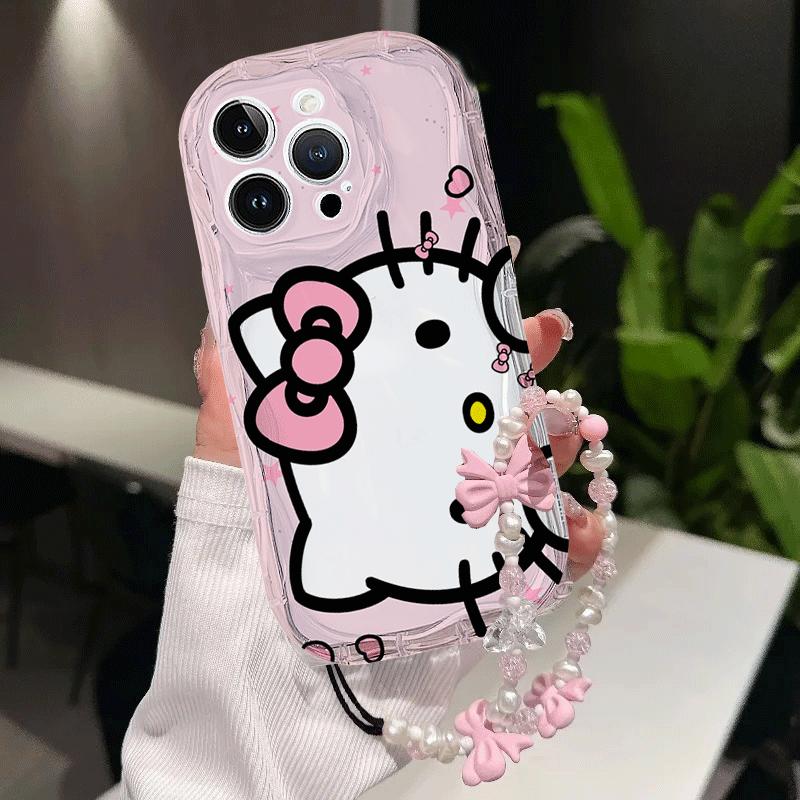 Чехол-цепочка Sanrio Hello Kitty для Xiaomi Redmi Note 15 Pro 5G 15C 15 14C 13C Note 14 13 12 Pro Plus A7 Pro 5G Милый прозрачный чехол