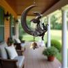 Witch Black Cat Moon Wind Chime Halloween Hanging Wind Bell Ornament with Moon And Cat for Outside Patio Lawn Yard Pathway Garden Porch Decor