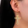 Xiaomi Skyrim Luxury Clear Zircon Cross Earrings for Women Stainless Steel Gold Color Earring Amulet Jesus Christian Jewelry Gift