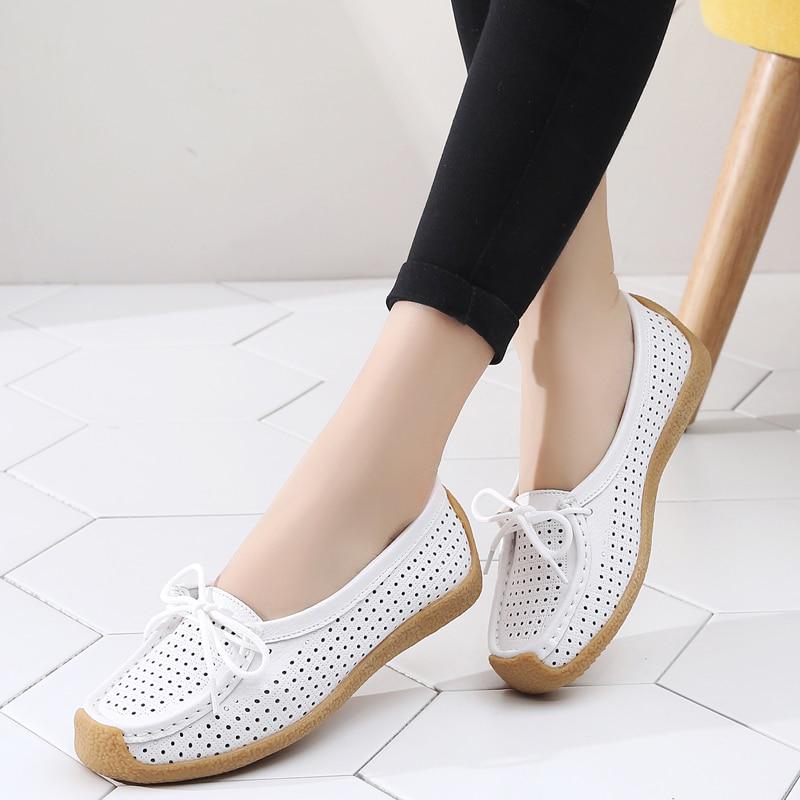 Women Shoes Genuine Leather Ladies Shoes Female Shallow Casual Moccasins Woman Shoes Plus Size