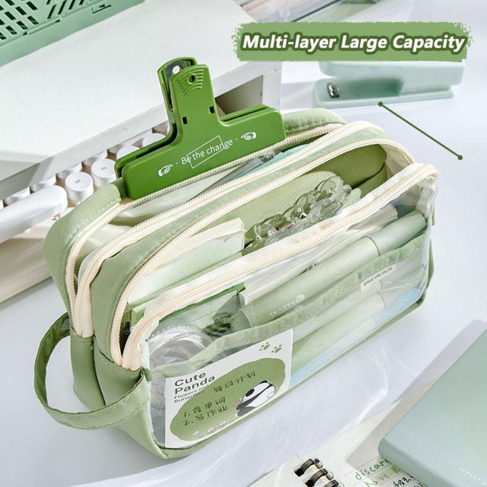 PVC Pen Bag Transparent Stationery Bag Multifunctional Pencil Case School Office