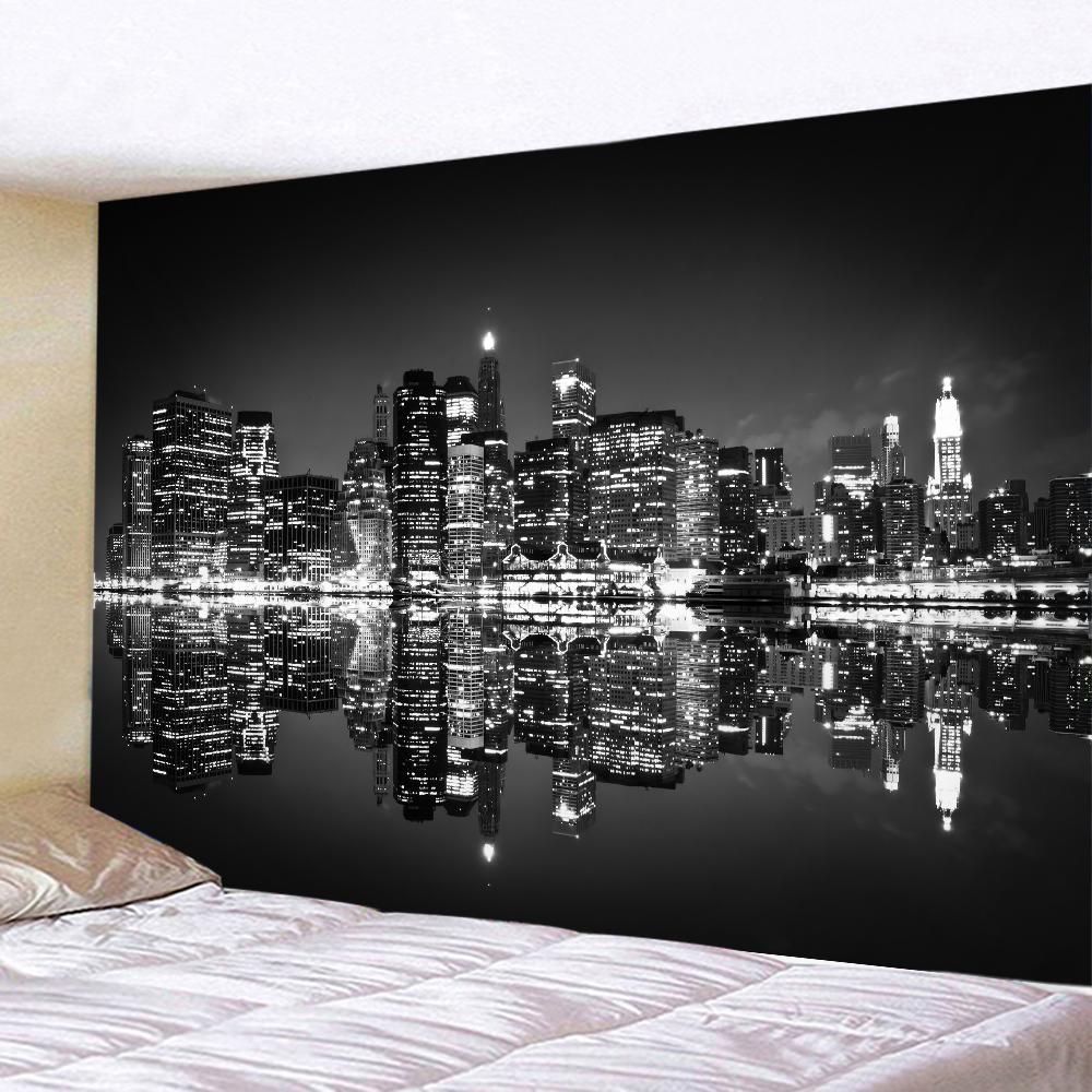 New York City Night View Tapestry Hippie Wall Hanging Home Art Bohemian Decorative Tapestry Background Cloth Sheet Sofa Blanket