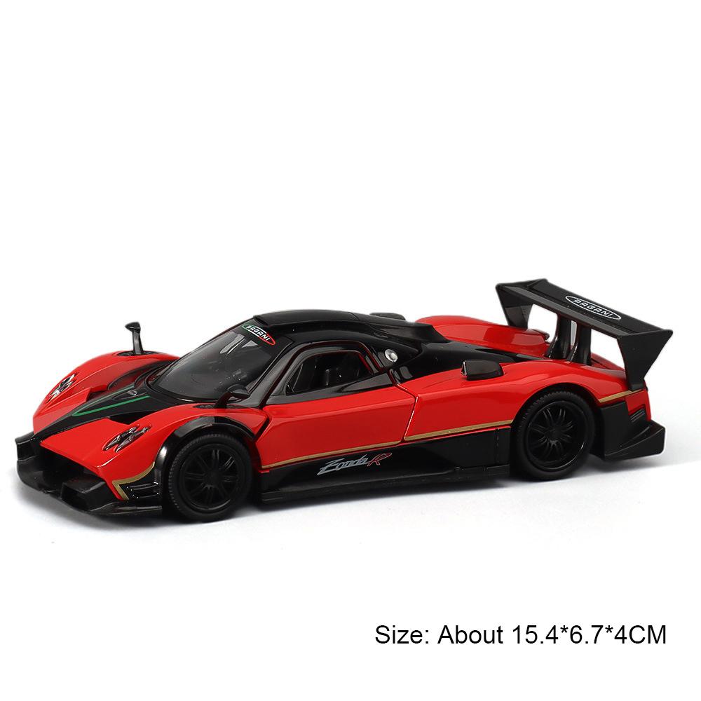 1:32 Pagani Zonda R Huaya BC Миниатюрная модель Сплав Литье под давлением Игрушки Двери машины открываются Звук Свет Оттянуть Назад Транспортные средства Мальчик Коллекция Подарки