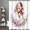 Mother's Day Mom Holding Child Floral Shower Curtain, Bathroom Decorative Shower Curtain, Waterproof Shower Curtain with Hooks