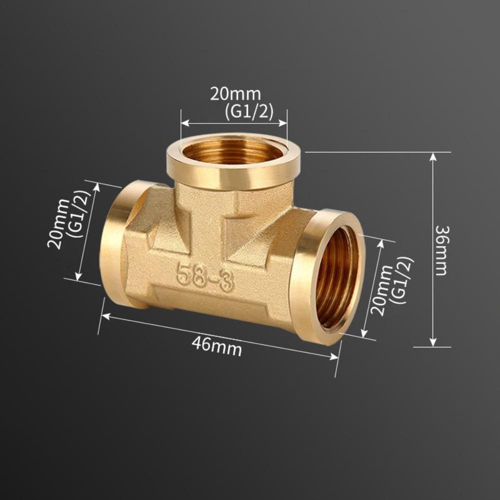 New 1/2 BSP Pneumatic Plumbing Connector Tee Type Male/Female Thread Copper Fittings Water Oil Gas Adapter