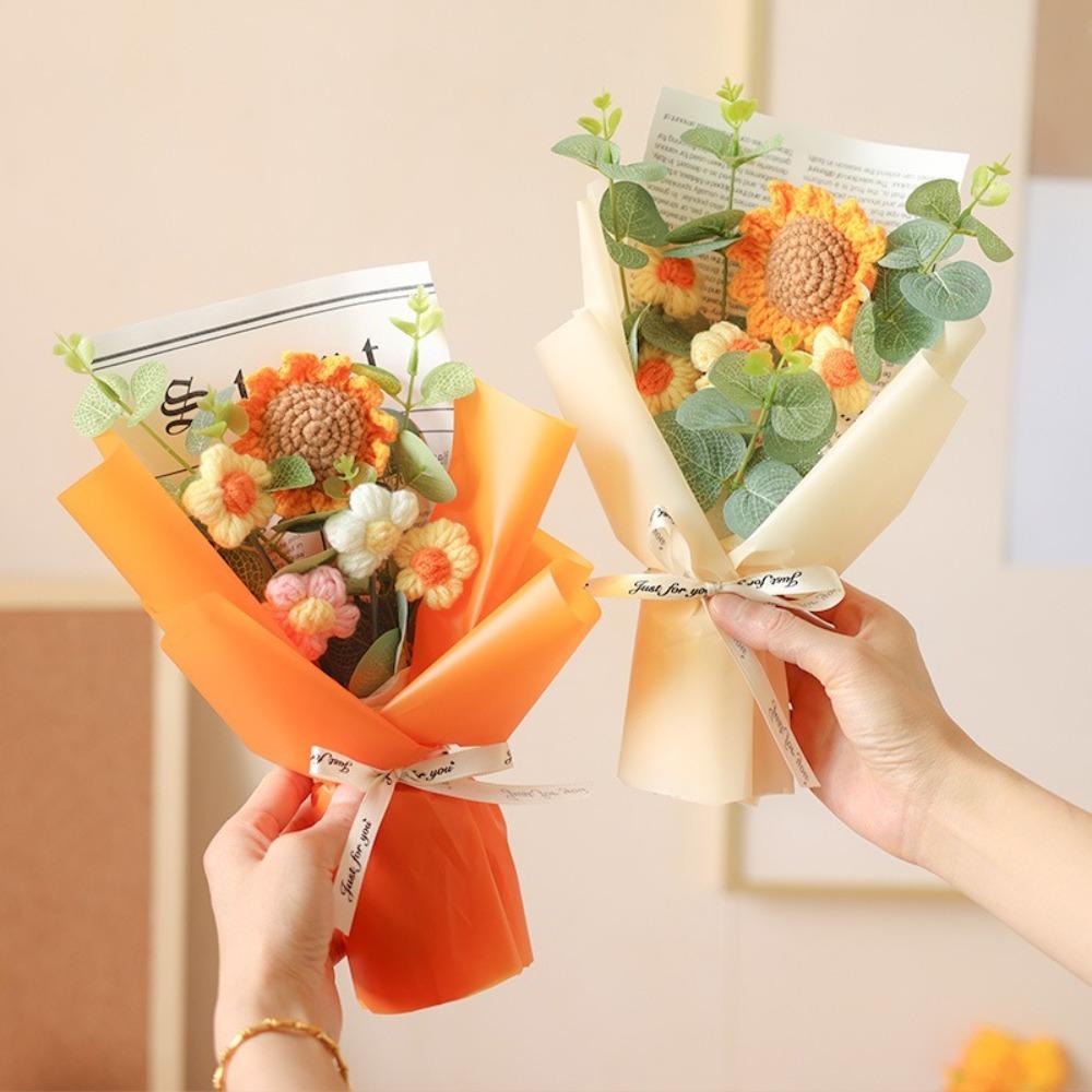 Handmade Sunflower Daisy Bouquet Eternal Flower Valentine's Day Gift Crochet Bouquet Wedding Guest