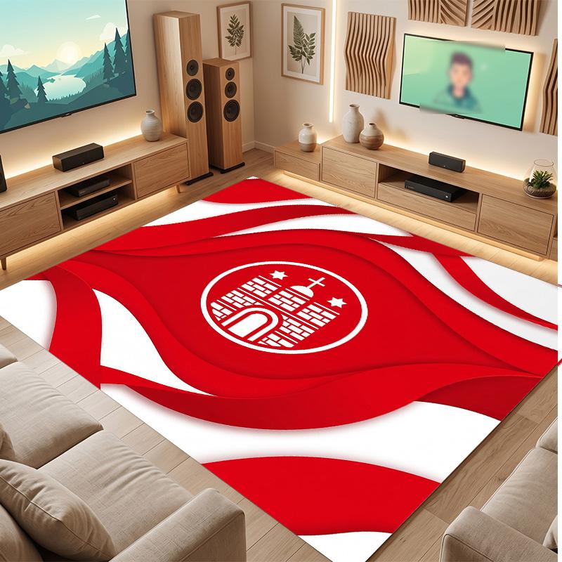 FC St. Pauli Football Print Crystal Velvet Rug, Comfortable Water Absorbent Non Slip Indoor Floor Carpet