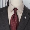 Retro Gentleman Style French 8Cm Men'S Tie, Dark Green Coffee Burgundy Stripe Occupation