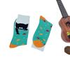 1 Pair Men's Trendy Cartoon Cat Fish Pattern Mid-calf Socks, Breathable Comfy Casual Unisex Socks Suit In All Seasons