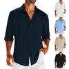 Designer Spring Summer Men's Casual Cotton Linen Solid Color Long Sleeve Shirts Loose Shirts