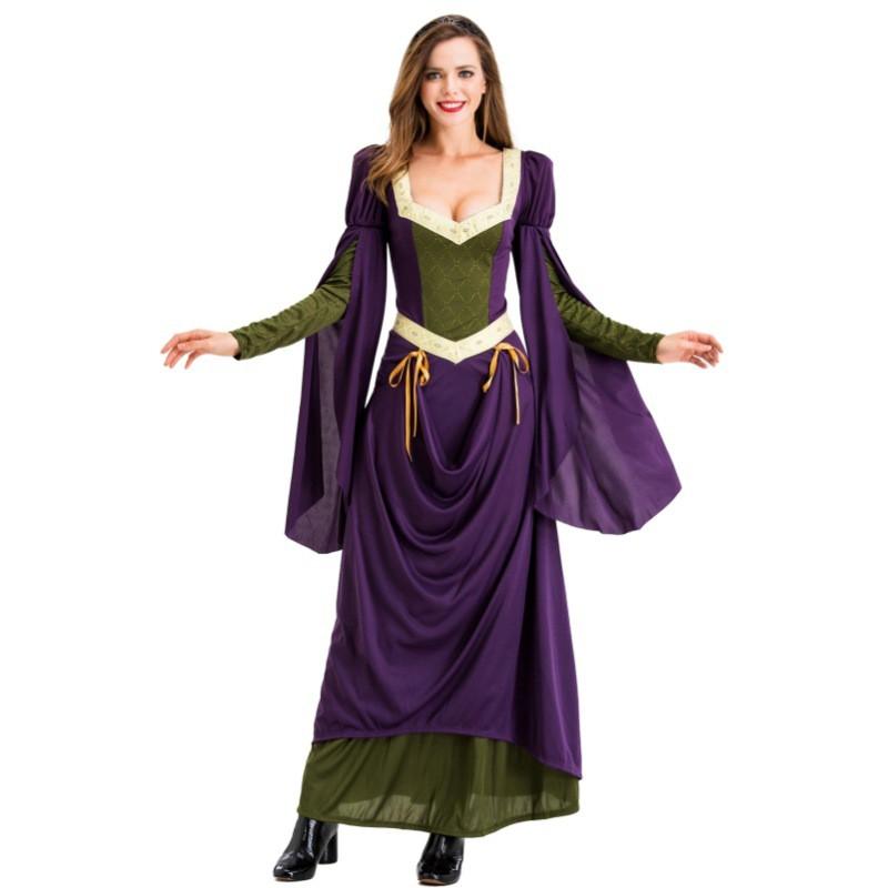 Medieval Queen Costume Dress Cosplay Party Halloween Ball Renaissance Festival Womens Elegant Long Gown
