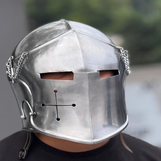 Medieval Barbuta Helmet, 18g Mild Steel, Costume Armor Gift