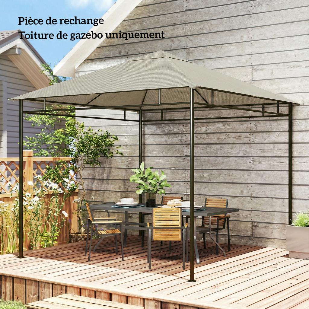 Replacement canopy for pavilion gazebo tent replacement roof garden gazebo polyester 180 g/m² 3 x 3 m grey