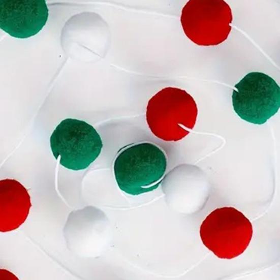 Christmas Ornament 20 Ball Cute Pastel Pompom Strings Colorful Pom Pom Garland for Holiday Parties Home Decoration