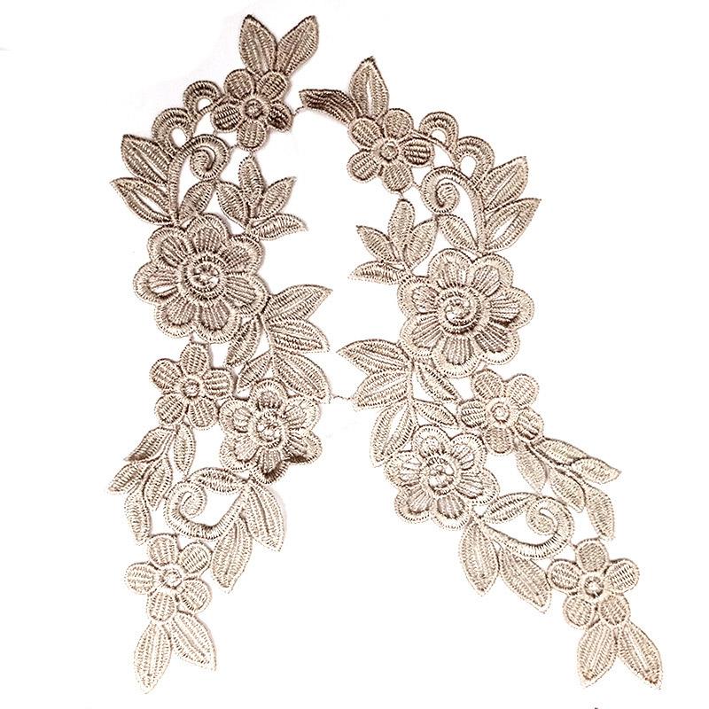 1Pair 3D Flower Embroidered Lace Applique Clothes Dress Repair Patch Solid DIY Sewing Trim Fabric Patches Apparel Decoration