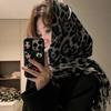 Новый Ретро Леопардовый Шарф с Кисточками Женский Классический Утепленный Теплый Шарф Y2K Корейский Шарф с Бахромой