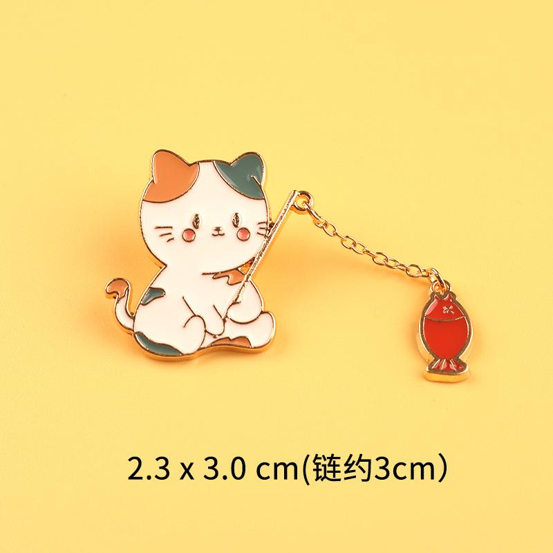 Новая мода креативный дизайн с котом для рыбалки металлическая эмалированная брошь мультфильм милое животное значок на булавке лучший друг подарок ювелирные аксессуары