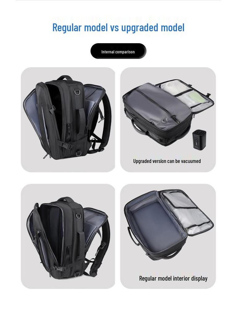 Multifunctional Travel Laptop Backpack, Expandable Vacuum Compressible Carry-On, Single Shoulder Bag for Men and Women