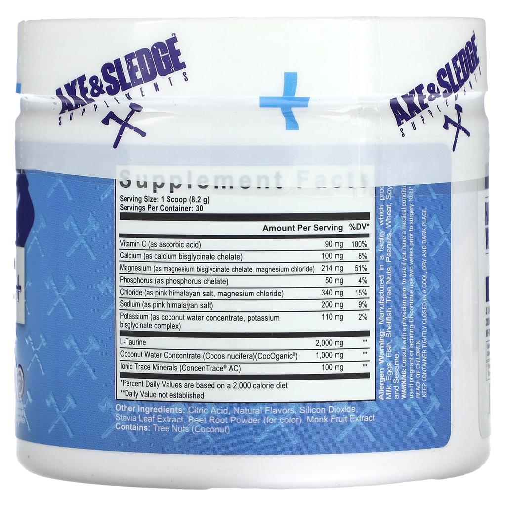 Ax & Sledge Supplements, Electrolytes+, Strawberry Kiwi, 8.677 Oz (246 G)