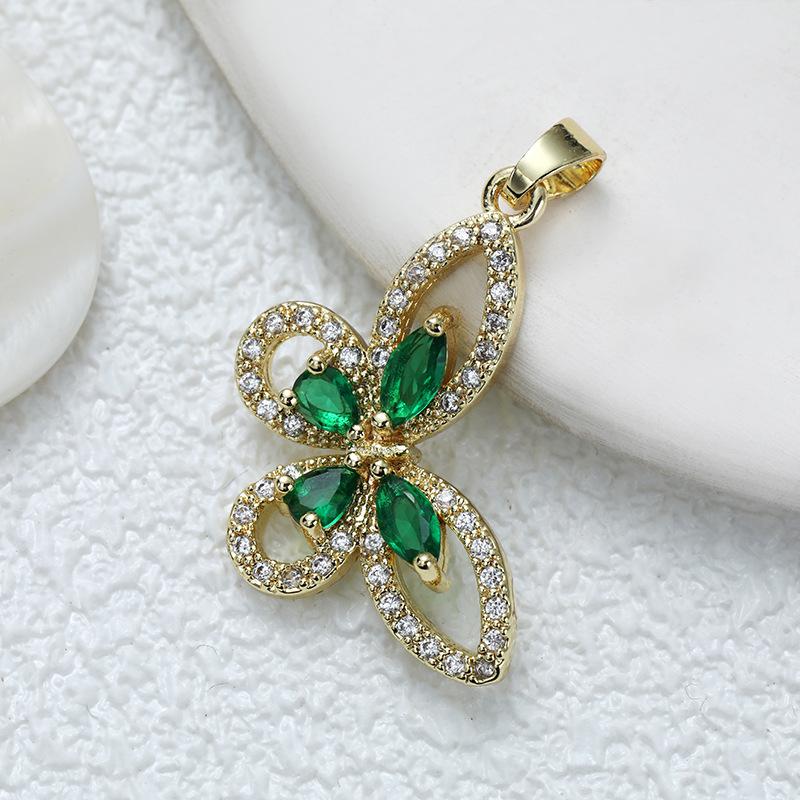 Подвеска-бабочка из позолоченной меди с цирконием для самостоятельного изготовления украшений