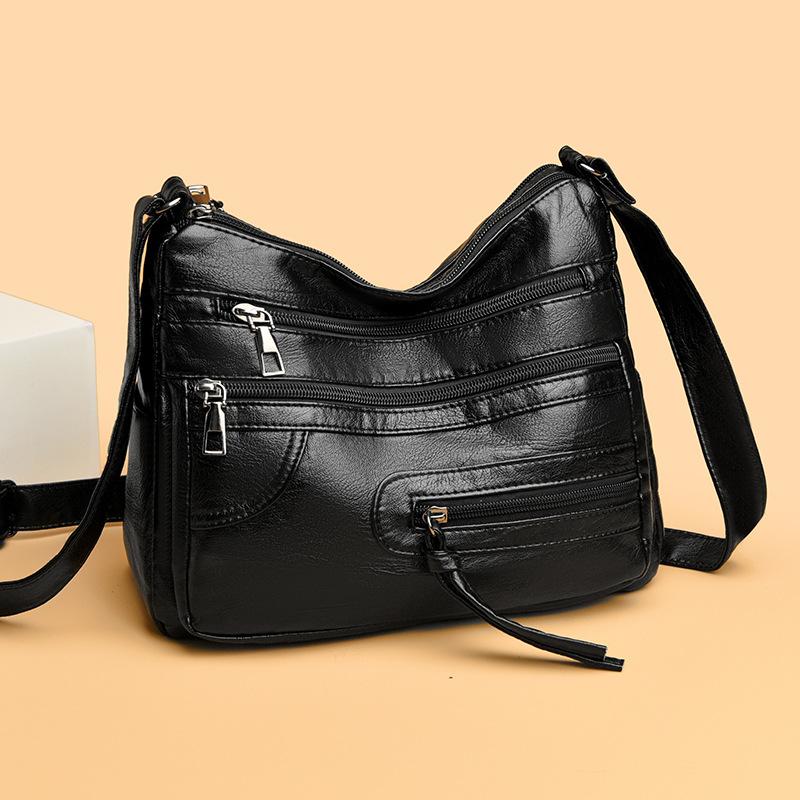 Вместительная женская модная однотонная сумка через плечо, многослойная сумка-мессенджер, многофункциональная сумка для хранения, сумка под мышкой для выхода в свет и путешествий