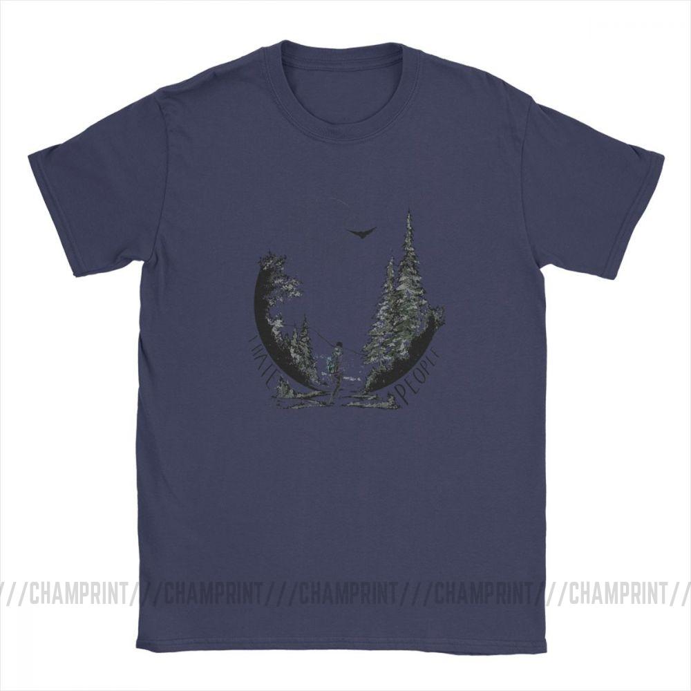 Men T Shirts I Hate People Camping Hiking Lover Vintage Tops Hiking Trekking Tees Crew