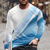 Spring and Autumn Round Neck 3D Line Printed Top Fashionable Casual Simple Long Sleeved Men's T-shirts