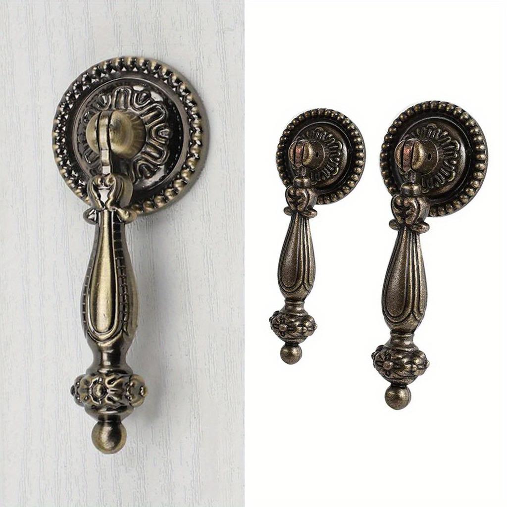 2pcs Vintage Single Hole Zinc Alloy Cabinet Door Handle, Drawer, Clothing Cabinet Handle