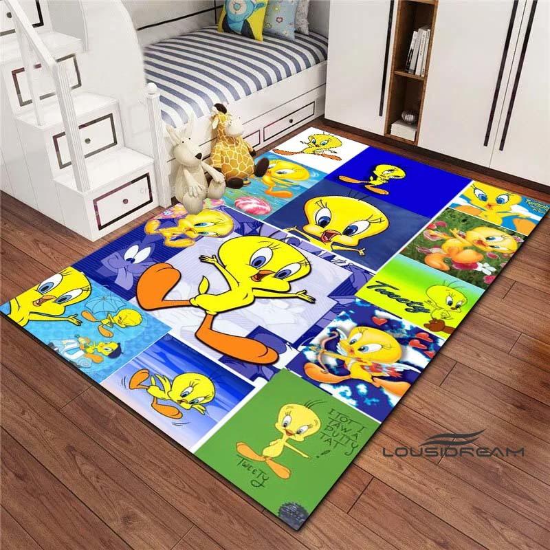 3D printed cartoon TweetyBird rug, suitable for living rooms, bedrooms, sofas, balconies, gardens, etc. Large-sized decorativ
