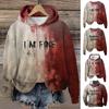 Unisex Hoodie Bloodstain Print Halloween Haunted House Cosplay Top Drawstring Hooded Pocket Long Sleeves Loose