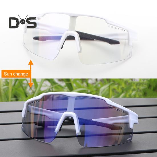 Outdoor Photochromic Cycling Glasses UV Protection Windproof Lightweight Men Women Running Mountain Bike Sports Goggles Eyewear