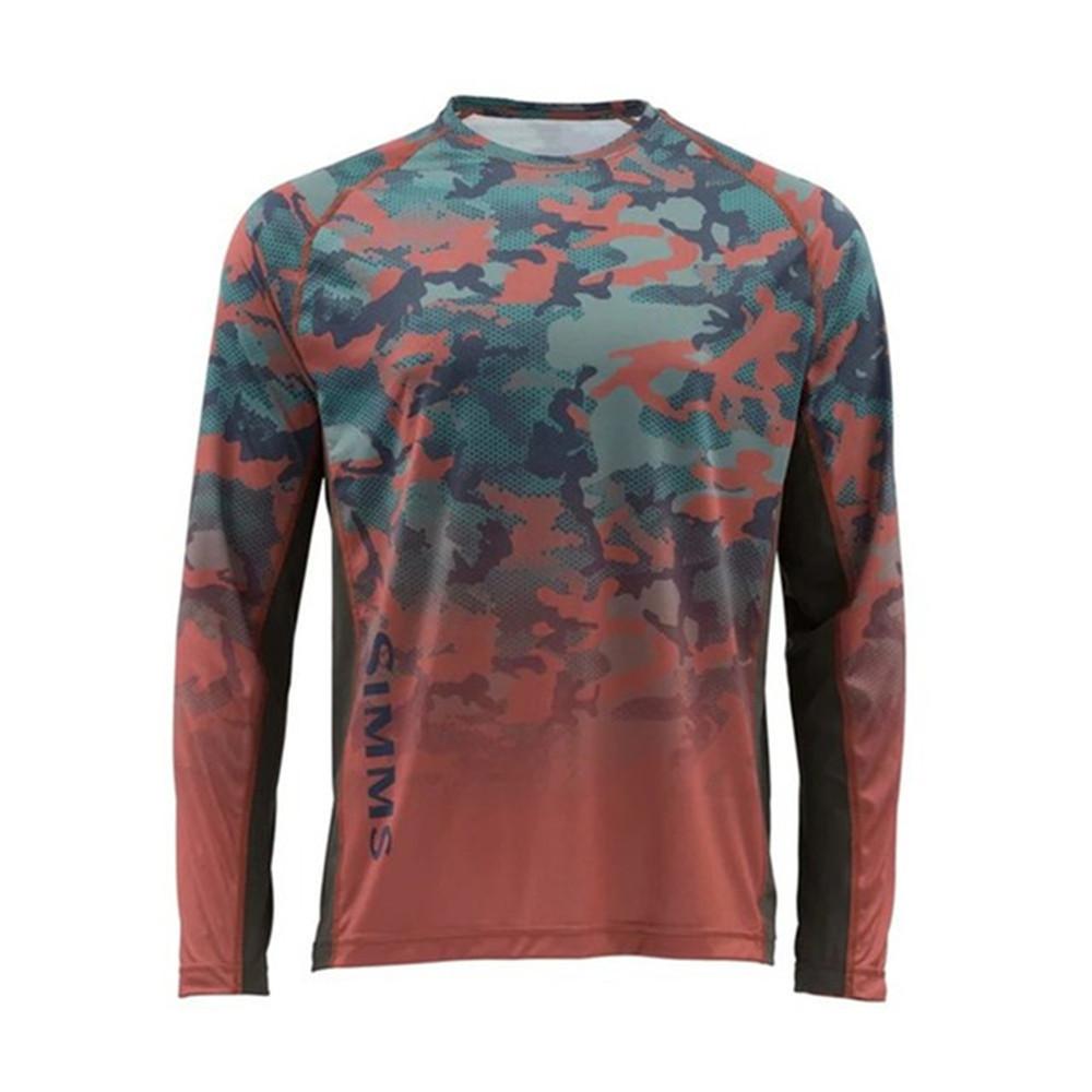 SIMMS camouflage fishing suit Luya long-sleeved crew neck T-shirt men's summer sunscreen suit quick-drying breathable fishing suit