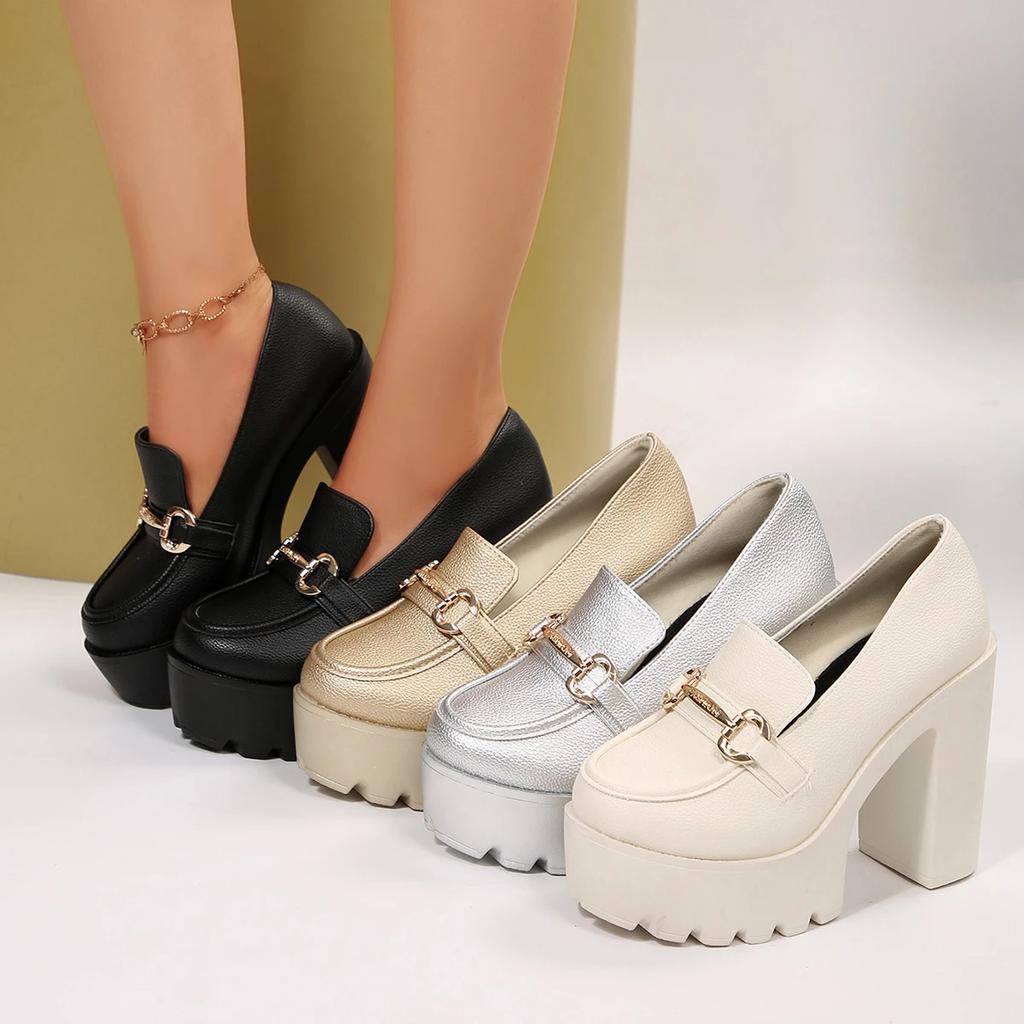 Fashion 2025 New Women Slip On Heel Highs Shoes Trend Luxury Elegant Pumps Platform Baotou Vintage Comfortable Shoes Zapatos De Mujer