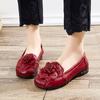 Vintage Summer Genuine Leather Shoes Without Heels Women's Moccasin Woman Ballet Flats Slip On Floral Loafer Ladies Chic Shoes