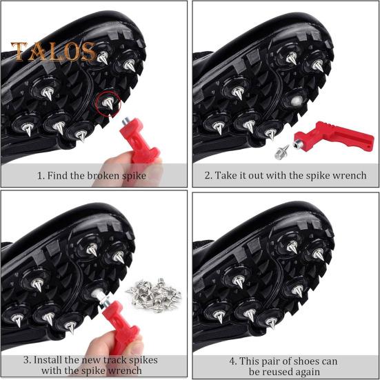 120 Pcs 1/4 Inch Track Spikes Stainless Steel Pyramid Sports Shoes Replacement Spikes with Spike Wrench for Track Cross Country Running Sprinting