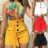 Slim Fashion High-Waist Women's Beach Shorts with Belt