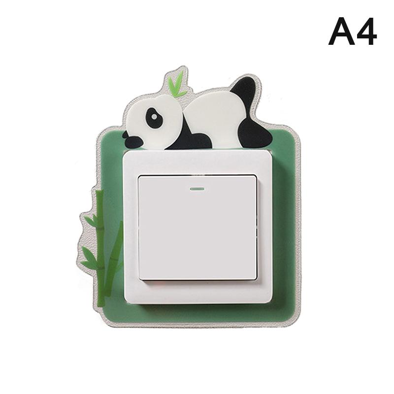 Светящаяся наклейка на выключатель с изображением животных, мультяшная наклейка, светящаяся в темноте, флуоресцентное украшение, наклейка на выключатель с изображением панды, декор для детской комнаты