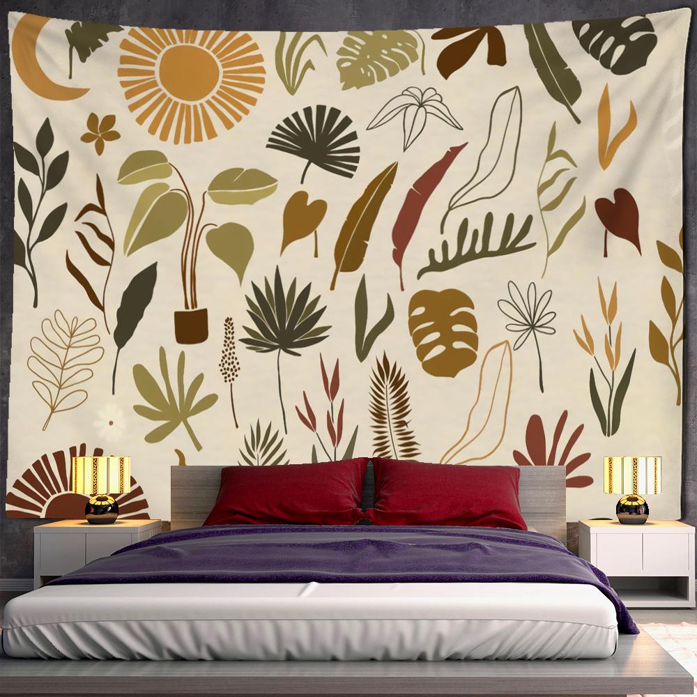 Простая линия иллюстрации гобелен настенный Ретро картина маслом в богемном стиле Ins домашний декор фоновая ткань