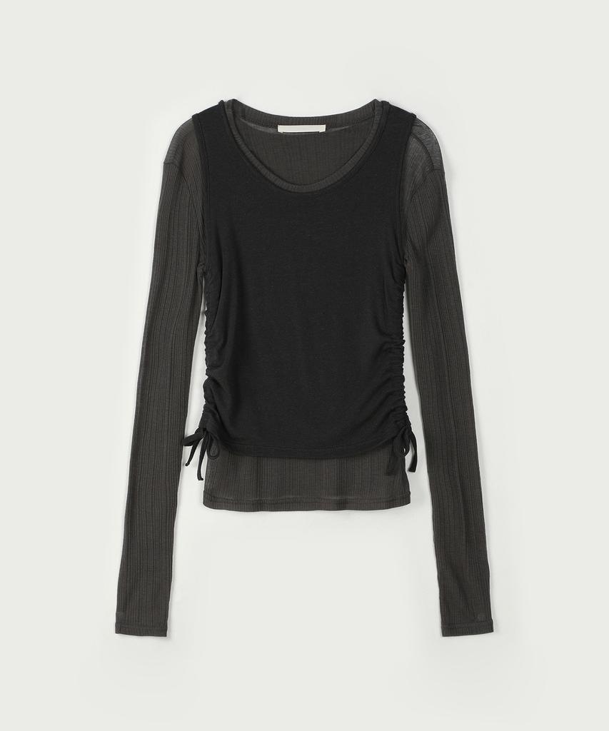 AHWE Layered Wool Blended Tencel T-Shirt_Charcoal