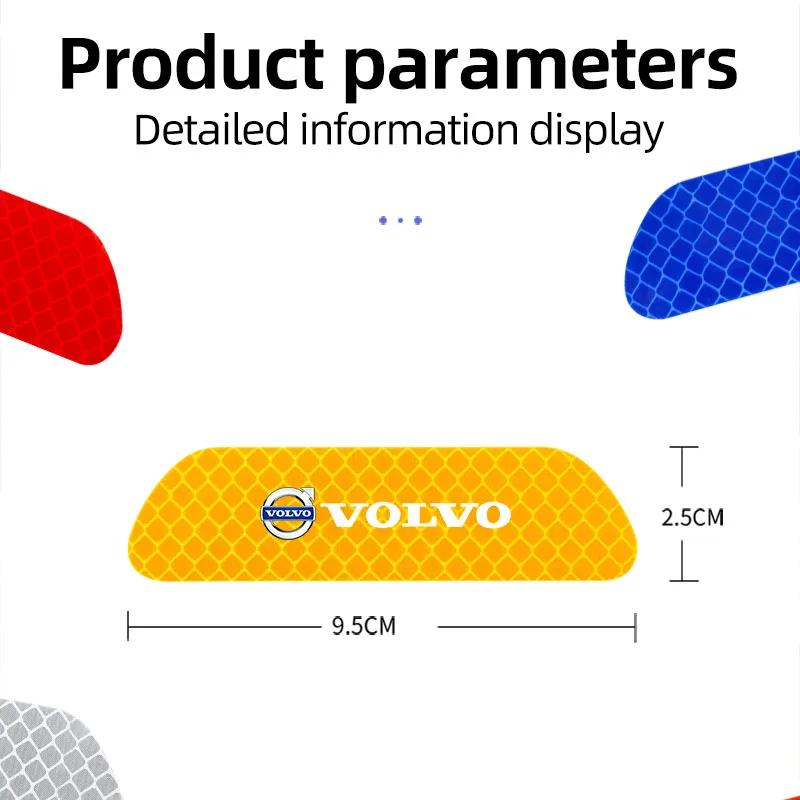 4Pcs Car Door Safety Warning Reflective Mark 3D Sticker For Volvo XC90 V90 V60 XC60 V40 S80 S60 S90 C40 XC40 V70 XC70 C30 C70 KT4