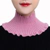 Winter Solid Color Ruffle Autumn Knitted Scarf Women Bib Neck Guard Korean Style Fake Collar